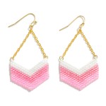 Chain Link and Seed Bead Chevron Drop Earrings

- Approximately 2.25" L