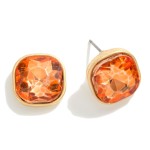 Wholesale cushion Cut Rhinestone Stud Earrings W