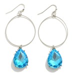 Wire Loop Drop Earrings Featuring Linked Pear Cut Rhinestone Charms

- Approximately 2.75" L