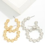 Linked Daisy Flower Drop Hoop Earrings

- Approximately 1.5" L