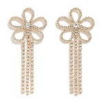 Rhinestone Flower Drop Earrings Featuring Waterfall Rhinestone Tassels

- Approximately 2.5" L