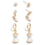 Wholesale set Earrings Pearl Stud Enamel Shoe Dress Drop Earrings L