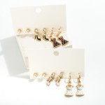 Set of 3 Earrings Featuring Pearl Stud And Enamel Shoe & Dress Drop Earrings

- Approximately 0.25-1.25" L