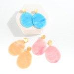 Wholesale marbled Resin Drop Earrings Gold Detail L