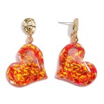 Wholesale iridescent Glitter Resin Heart Drop Earrings L