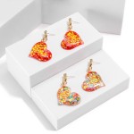 Wholesale iridescent Glitter Resin Heart Drop Earrings L