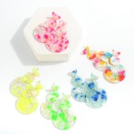 Wholesale linked Circular Marbled Resin Drop Earring L