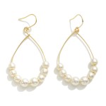 Wholesale dainty Teardrop Metal Earrings Medium Pearl Beaded Accent L Handmade K