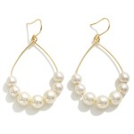 Wholesale dainty Teardrop Metal Earrings Chunky Pearl Beaded Accent L Handmade K