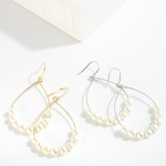 Wholesale dainty Teardrop Metal Earrings Chunky Pearl Beaded Accent L Handmade K