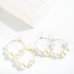 Wholesale dainty Teardrop Metal Earrings Pearl Beaded Accent L Handmade Korea K