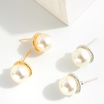 Wholesale pearl Twisted Metal Stud Earrings L Handmade Korea Gold K Gold Dipped