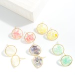 Wholesale circular Gold Stud Iridescent Glitter Resin Inlay L K Gold Dipped Hand