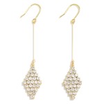 Wholesale dainty Drop Earrings Diamond Rhinestone Detail L Gold K Gold Dipped Si