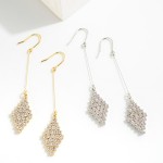 Wholesale dainty Drop Earrings Diamond Rhinestone Detail L Gold K Gold Dipped Si