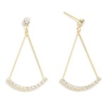 Wholesale dainty Metal Teardrop Earrings Rhinestone Details L Handmade Korea Gol