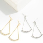 Wholesale dainty Metal Teardrop Earrings Rhinestone Details L Handmade Korea Gol