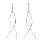 Wholesale dainty Metal Twist Earring Rhinestone Accent L Handmade Korea Gold K G