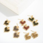 Cubic Zirconia Studded Heart Drop Earrings 

- Approximately 0.75" L
- 14K Gold Dipped 
- Handmade In Korea 