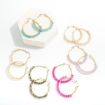 Wholesale gold Twisted Drop Hoop Beaded Details L
