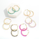 Wholesale gold Twisted Drop Hoop Beaded Details L