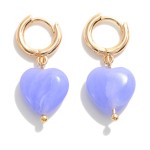 Wholesale dainty Marbled Heart Charm Huggie Hoop Drop Earrings L