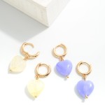 Wholesale dainty Marbled Heart Charm Huggie Hoop Drop Earrings L