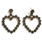 Rhinestone Flower Heart Drop Earrings

- Approximately 2" L