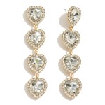 Waterfall Rhinestone Heart Earrings With Rhinestone Border

- Approximately 4.25" L