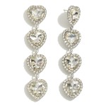 Waterfall Rhinestone Heart Earrings With Rhinestone Border

- Approximately 4.25" L