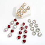 Waterfall Rhinestone Heart Earrings With Rhinestone Border

- Approximately 4.25" L