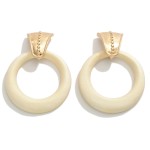 Wholesale wood Drop Hoop Earrings Gold Drop Detail L