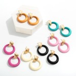 Wholesale wood Drop Hoop Earrings Gold Drop Detail L