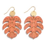 Wholesale wood Leaf Cut Drop Earrings L