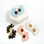 Enamel Flower Post Drop Earrings

- Approximately 2" L