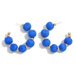 Wholesale raffia Bead Drop Hoop Earrings Gold Accents L