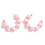 Wholesale raffia Bead Drop Hoop Earrings Gold Accents L