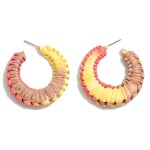 Multi-tone Braided Raffia Drop Hoop Earring

- Approximately 1.5" L