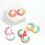 Multi-tone Braided Raffia Drop Hoop Earring

- Approximately 1.5" L