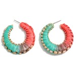 Multi-tone Braided Raffia Drop Hoop Earring

- Approximately 1.5" L