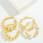 Wholesale textured Metallic Beaded Hoop Earrings Diameter