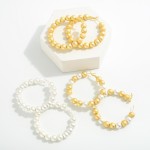 Wholesale textured Metal Beaded Drop Hoop L