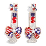 Americana Holiday 'USA' Champagne Drop Earrings

- Approximately 3.5" L