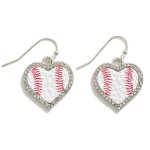 Wholesale leather Cut Sports Heart Drop Earring Rhinestone Border L
