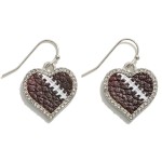 Wholesale leather Cut Sports Heart Drop Earring Rhinestone Border L