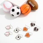 Wholesale leather Cut Sports Heart Drop Earring Rhinestone Border L