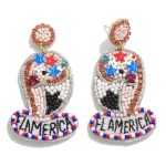 Wholesale americana Seed Beaded Flamerica Earring Rhinestone Accents L