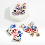 Americana Seed Beaded Flamerica Earring With Rhinestone Accents

- Approximately 2.25"L