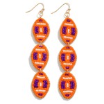 Seed Beaded Waterfall Football Drop Earrings

- Approximately 3.75" L