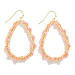 Wholesale gold Teardrop Earring Wrapped Beaded Details L